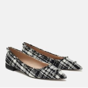 Zara black tweed flats